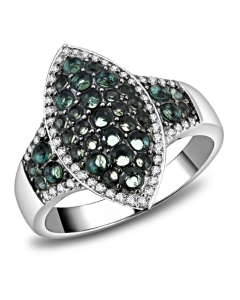 JCE614 Rhodium + Ruthenium 925 Sterling Silver Ring with Synthetic Synthetic Glass in Blue Zircon
