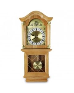BEDFORD CLOCK COLLECTION CLASSIC 26 INCH WALL CLOCK IN GOLDEN OAK FINISH