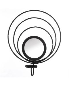 BLACK IRON MIRRORED WALL SCONCE