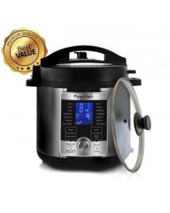 MEGACHEF 6 QUART STAINLESS STEEL ELECTRIC DIGITAL PRESSURE COOKER WITH LID