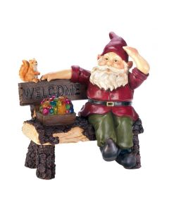 SOLAR GNOME ON WELCOME BENCH