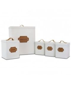 MEGACHEF KITCHEN FOOD STORAGE AND ORGANIZATION 5 PIECE CANISTER SET IN WHITE