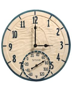 SPRINGFIELD PRECISION 91501T 14" POLY RESIN CLOCK WITH THERMOMETER (BY THE SEA)