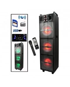 BEFREE SOUND TRIPLE 10 INCH PORTABLE BLUETOOTH SUBWOOFER SPEAKER WITH PARTY LIGHTS