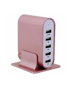 TREXONIC 7.1 AMPS 5 PORT UNIVERSAL USB COMPACT CHARGING STATION IN ROSE GOLD FINISH