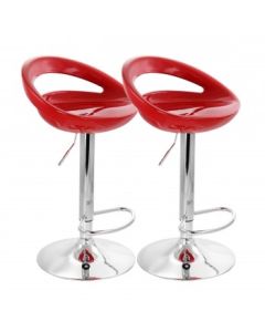 ELAMA 2 PIECE RETRO ADJUSTABLE BAR STOOL IN RED WITH CHROME BASE