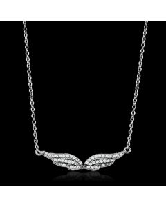 CE448 Rhodium 925 Sterling Silver Chain Pendant with AAA Grade CZ in Clear