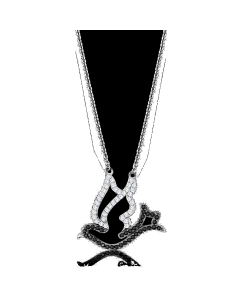 JCE563 Rhodium + Ruthenium 925 Sterling Silver Chain Pendant with AAA Grade CZ in Clear